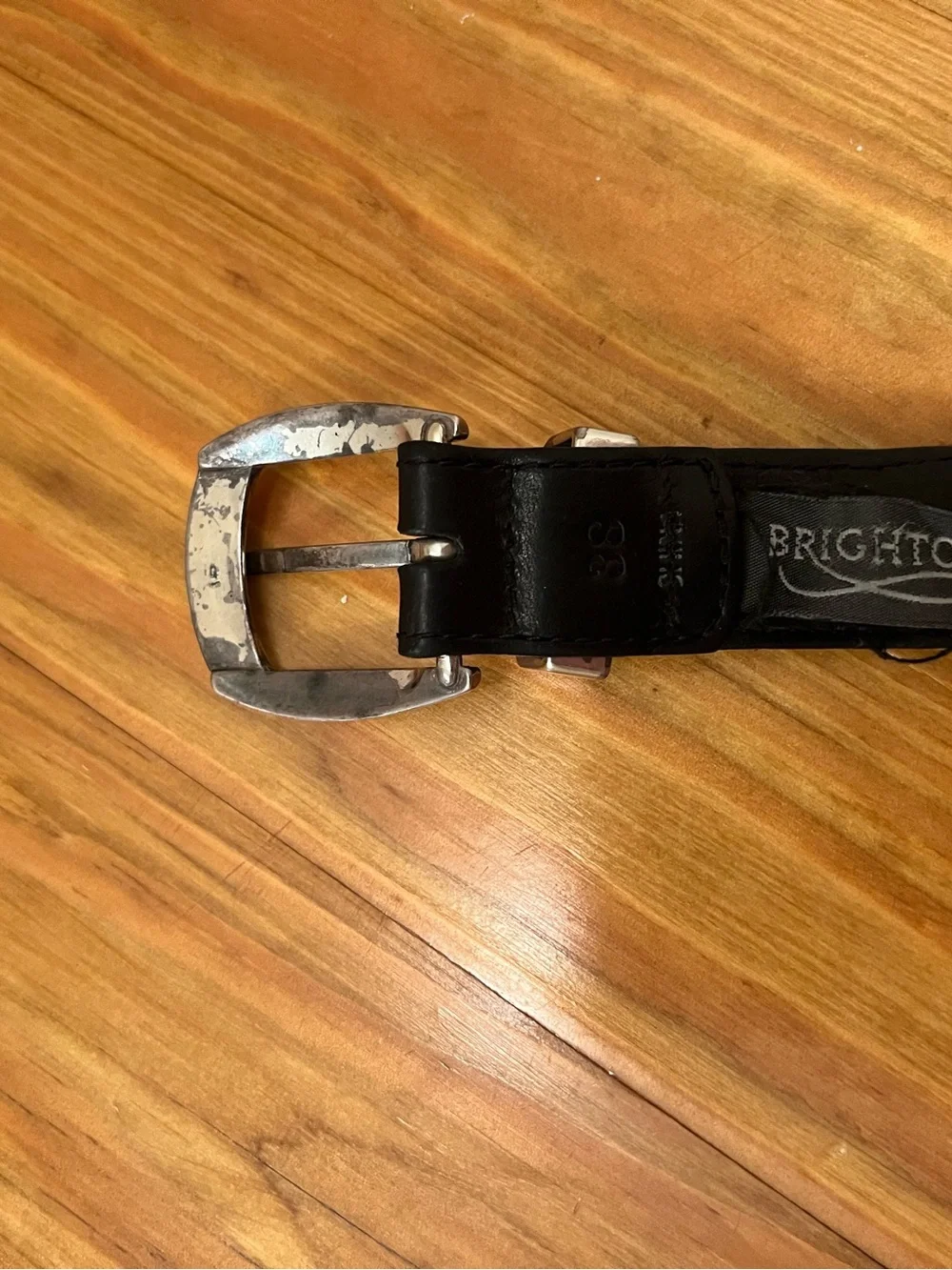 Men’s Brighton Brown Crocodile Embossed Inlay/ Black Border Leather Belt Size 38